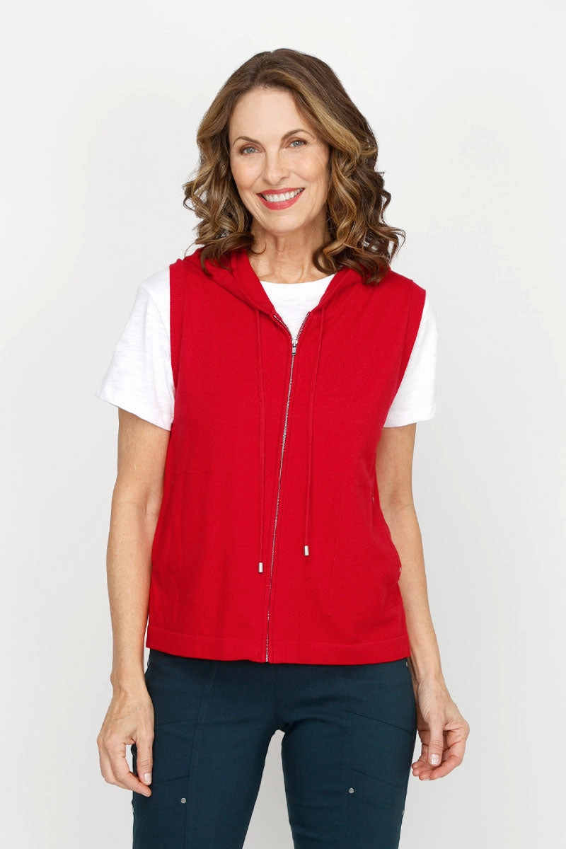 Cozy Layered Wear Chilly Weather Knit Elliott Lauren Modal Sleeveless Hoodie Vest