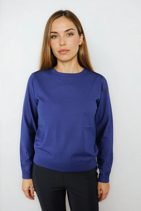 Elliott Lauren Pop Top Crystal Sleeve Sweater Layering Comfort