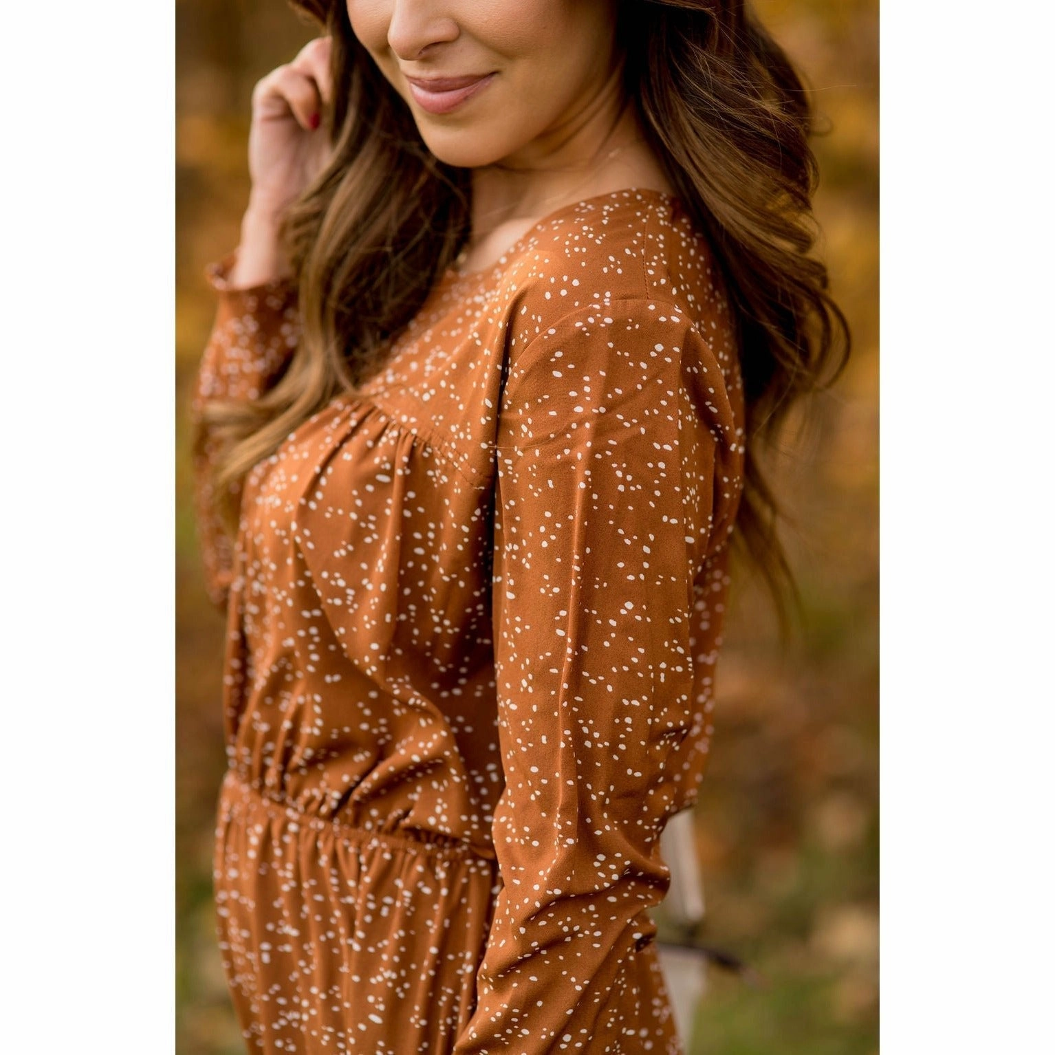 Breeze Grace Subtle Mood Endearingly Speckled Long Sleeve Dress