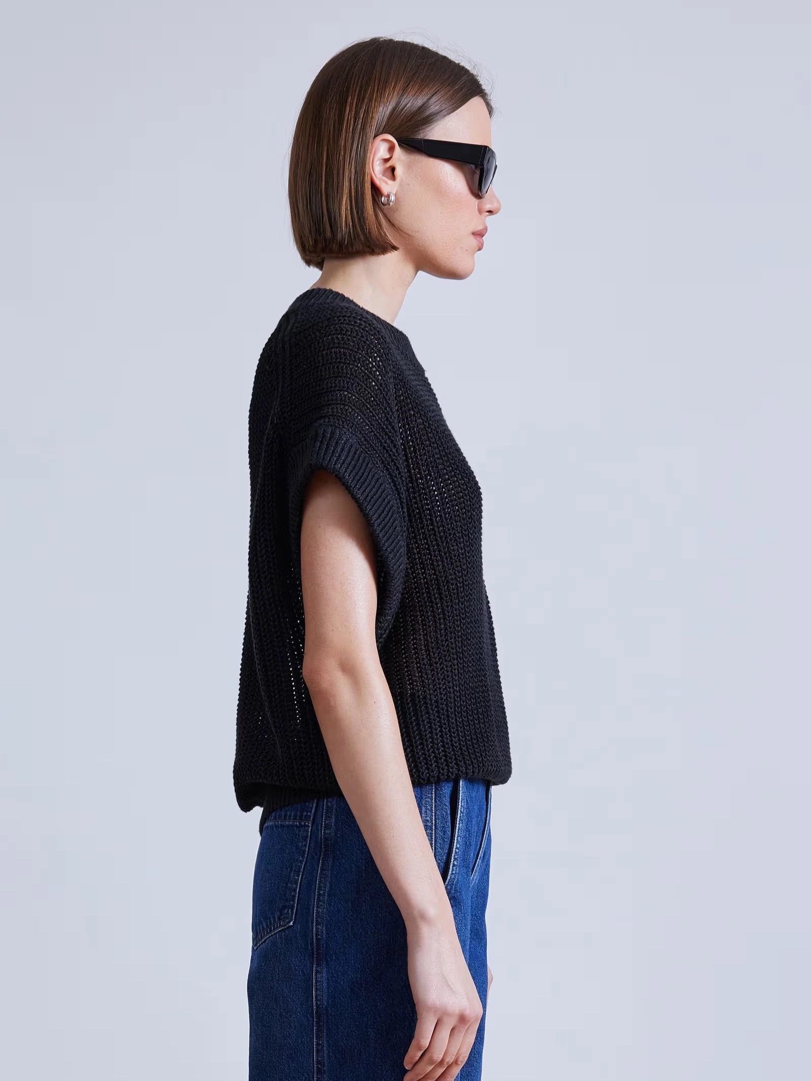 Oliva Linen Vest Reflective Safety Accents Relaxed Tank