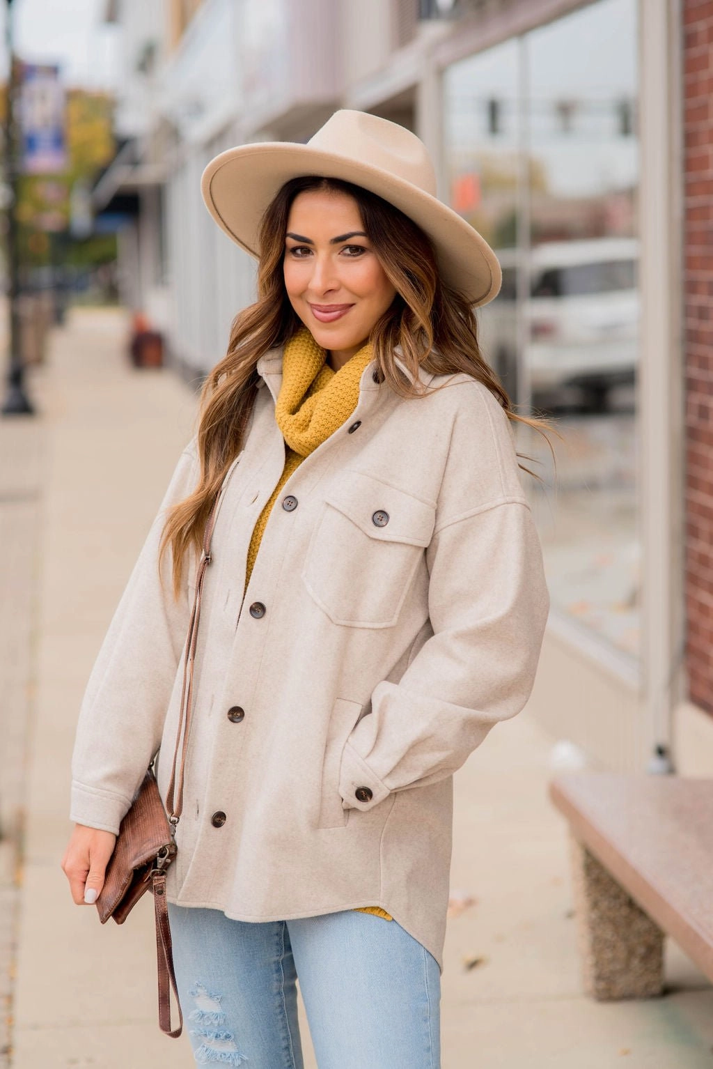 Convertible Collar Design Moisture Managing Layer Everyday Shacket