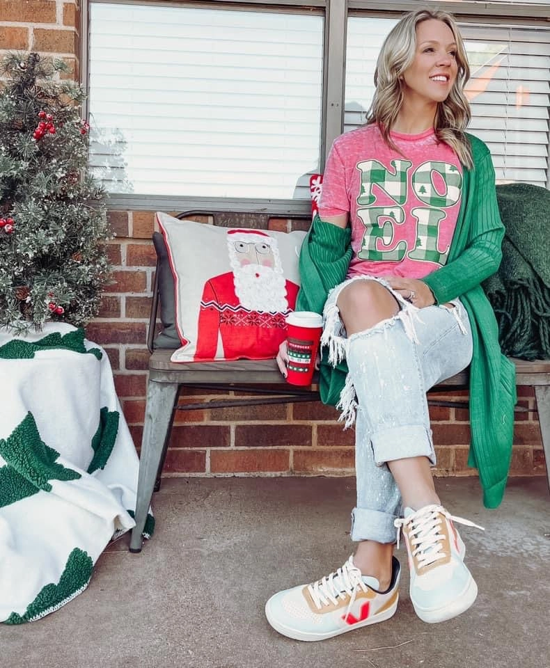 Sport Wear Plaid Noel Red Burn-Out Tee