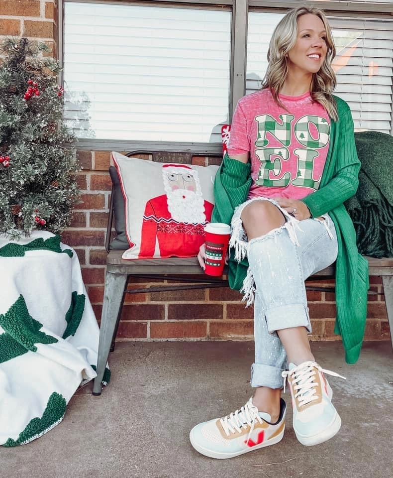 Soft & Smooth Plaid Noel Red Burn-Out Tee