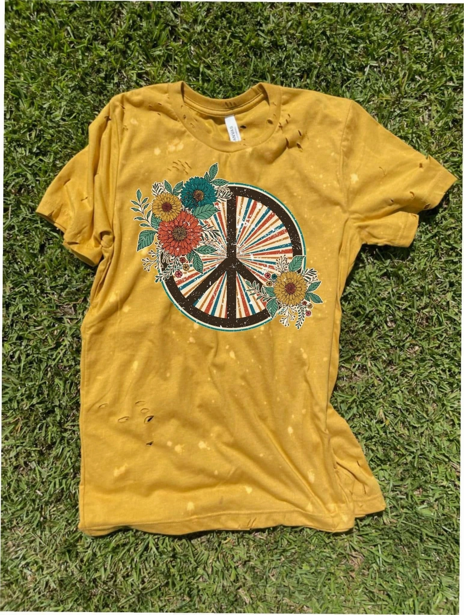 Cool and casual Fall Bleach Splattered Peace Sign Tee