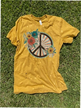 Cool and casual Fall Bleach Splattered Peace Sign Tee