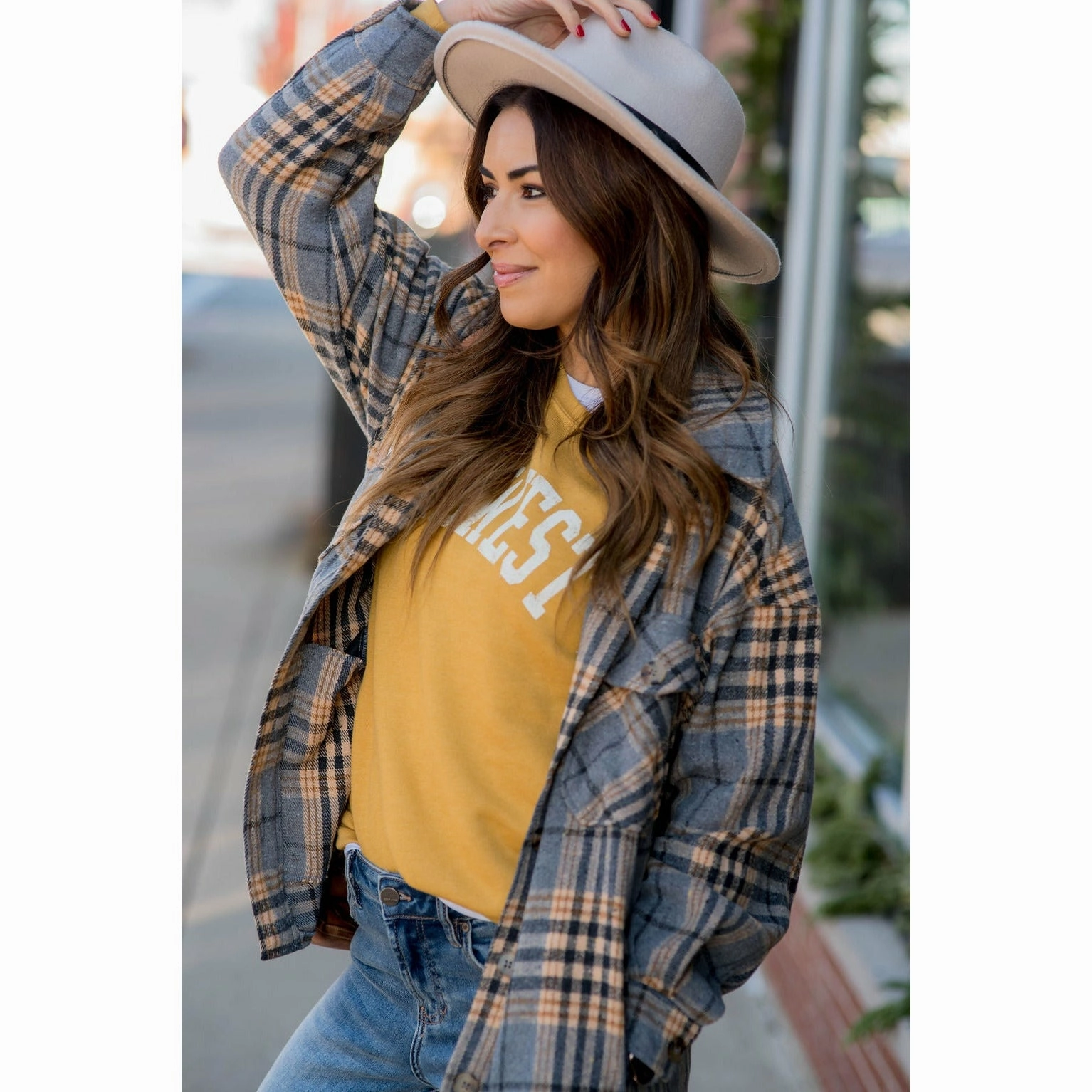 Fanciful & Free Plaid Shacket Noise Reduced Fabric Easy Layering