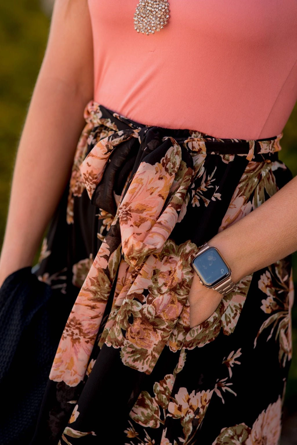 Subtle Detail Draped Silhouette Fancy Floral Bottom Tank Maxi