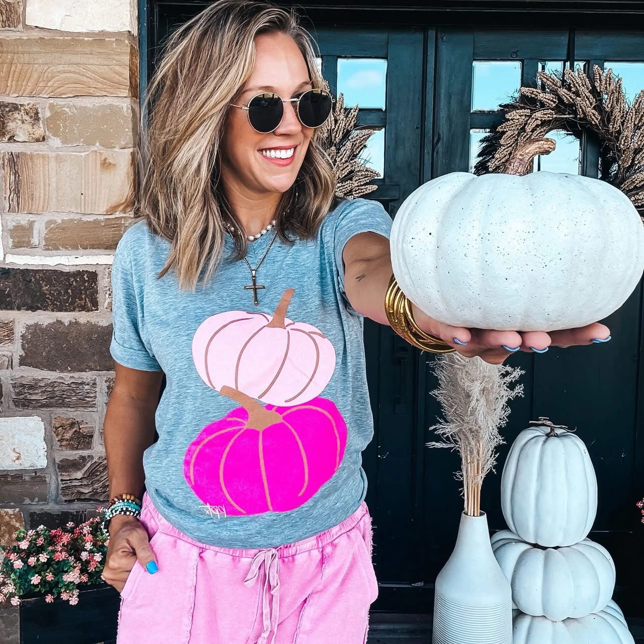 Breathable Stretch Pink Pumpkins Tee