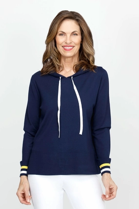 Fashion-Forward Look Lolo Luxe Back Zip Hoodie with Contrast Stitch
