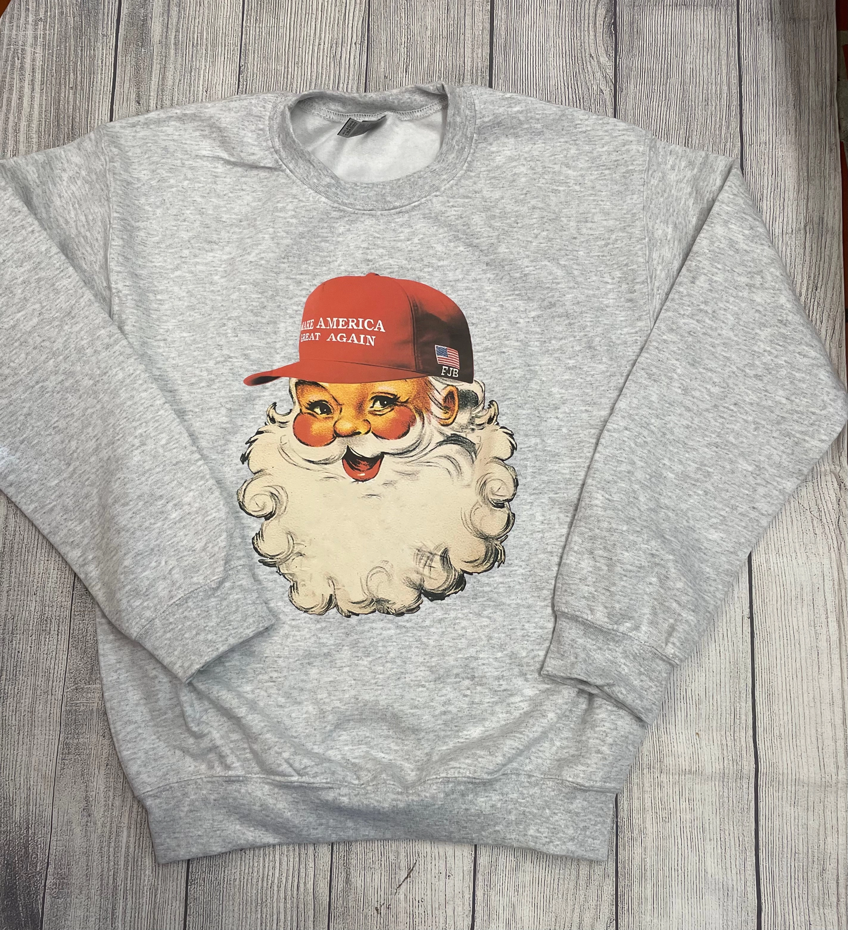 Midweight Material Grey Santa MAGA Crewneck