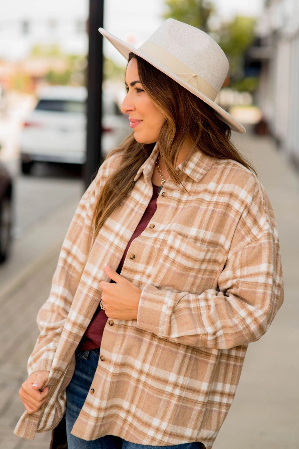 Neutral Shades Plaid Shacket Non Irritating Tags
