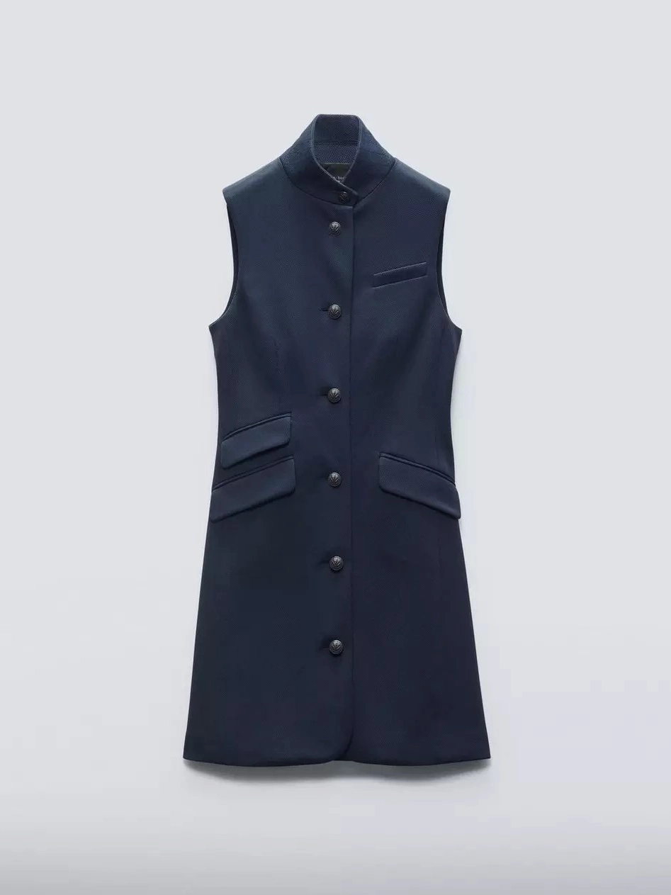 Slade Knit Twill Vest Dress Glossy-Finish