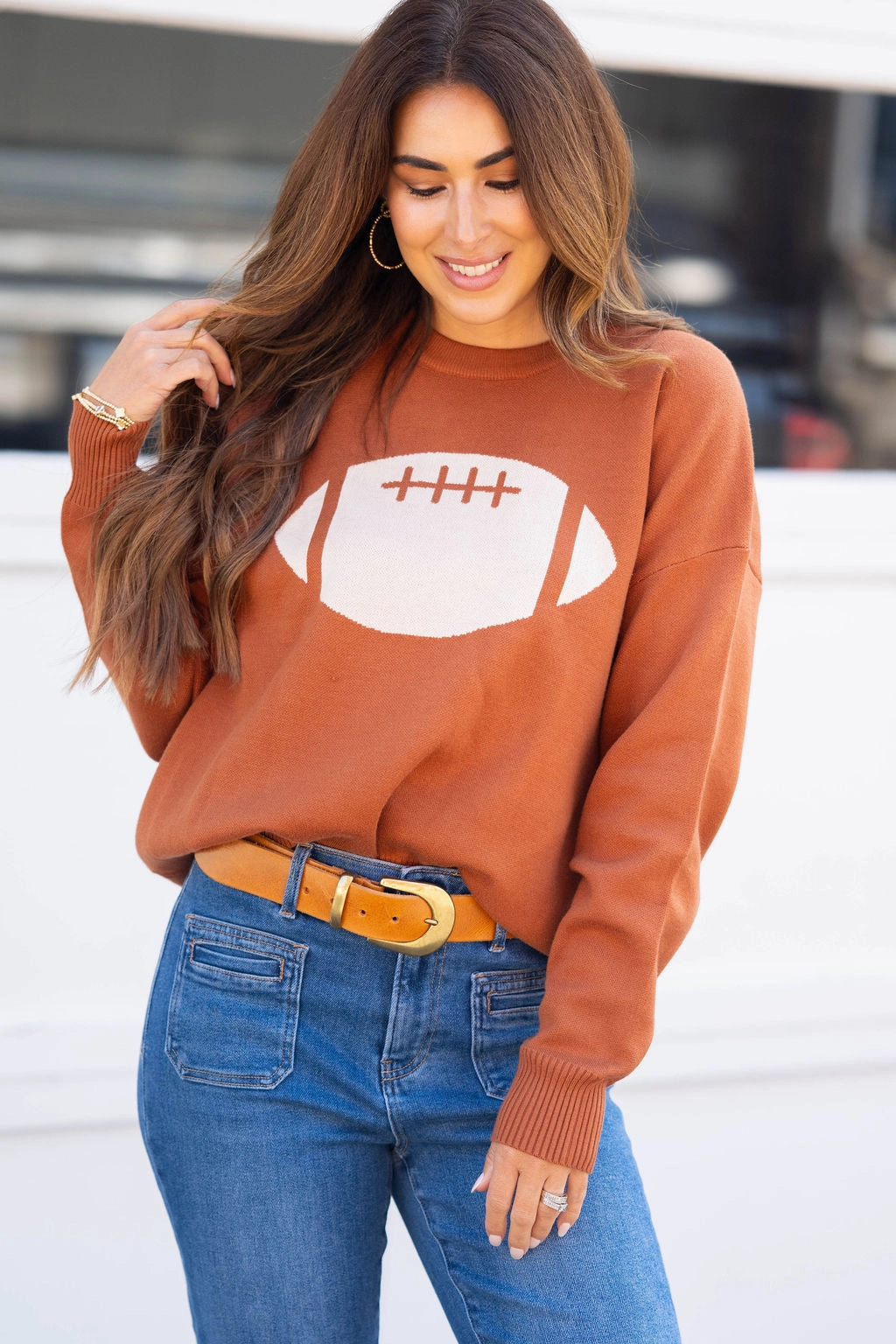 Breathable Open Weave Fashionable Wear First Down Football Sweater