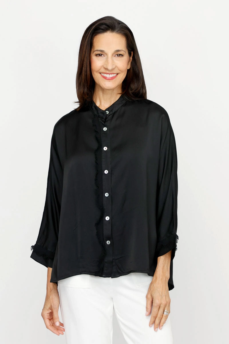 Lolo Luxe Washable Silk Button Down Seasonal Collection V-Neck