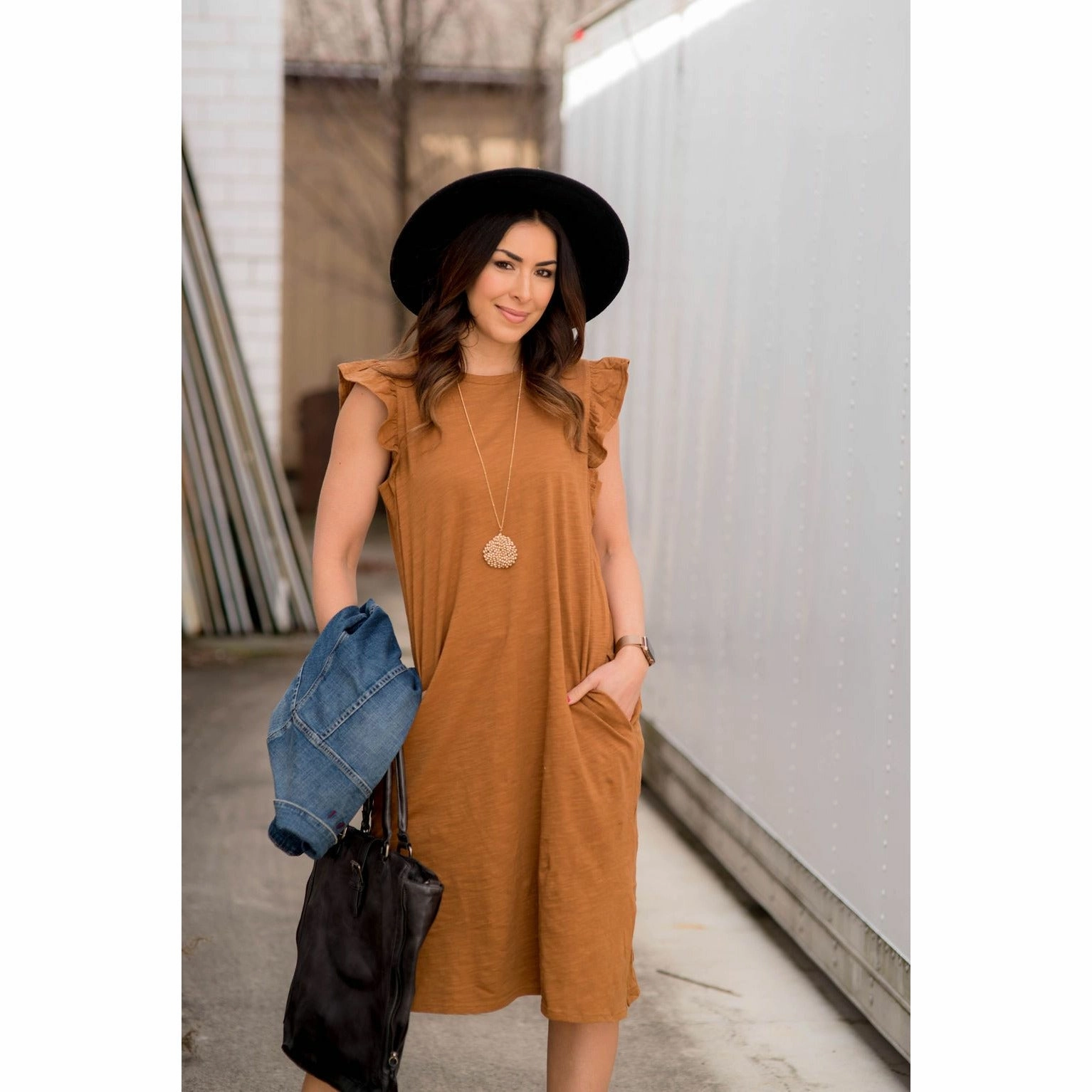 Evening Classic Office Fit Flutter Sleeve Side Slit Midi