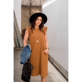 Evening Classic Office Fit Flutter Sleeve Side Slit Midi