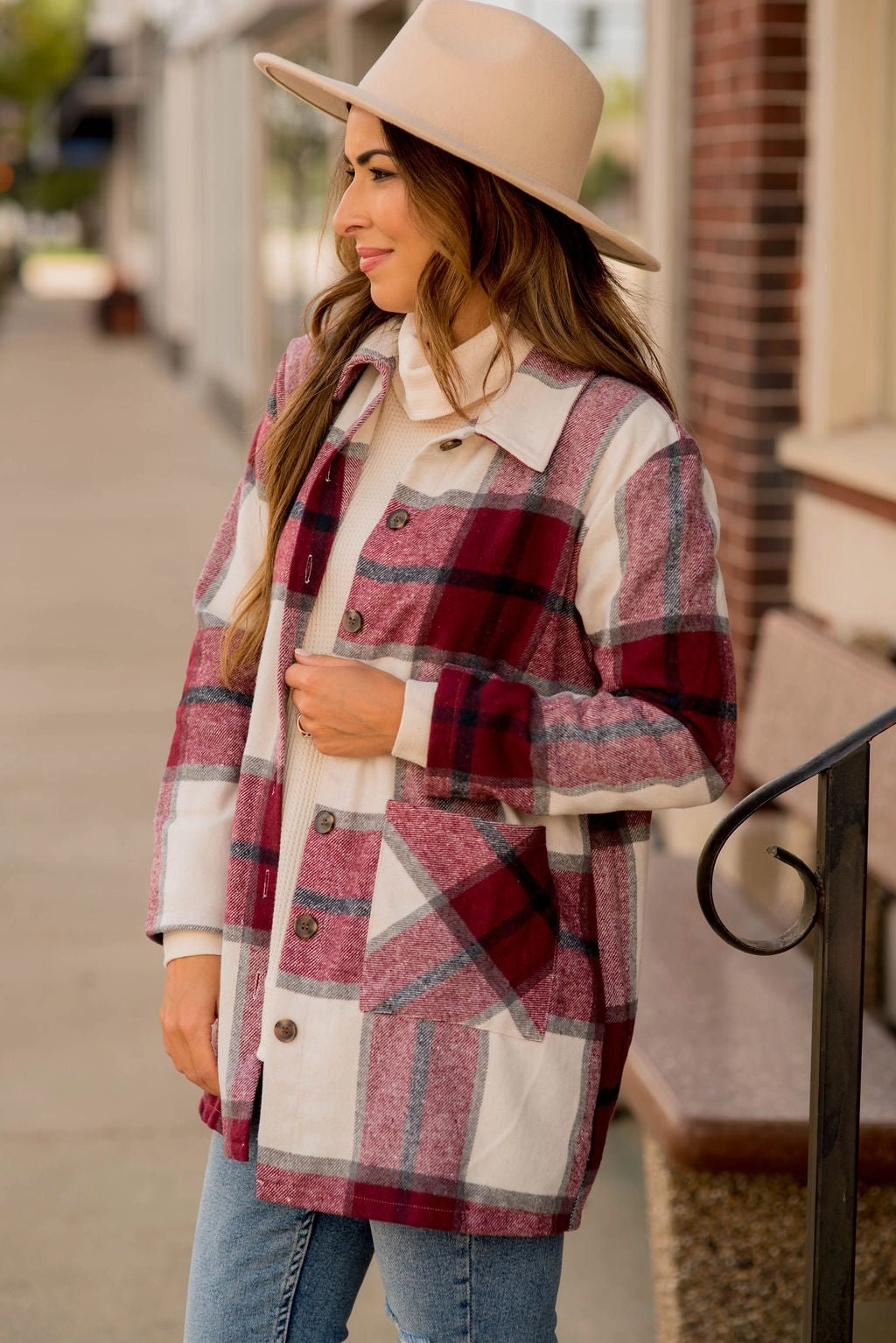 City Walking Style AbrasionResistant Surface Harvest Shacket