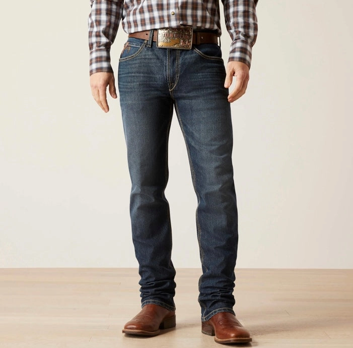 Ariat Men's M4 Relaxed Derek Boot Cut  Jeans-Atlas Wash No Fade Look Contemporary Waistband