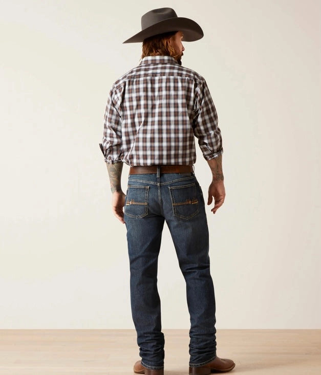 Ariat Men's M4 Relaxed Derek Boot Cut  Jeans-Atlas Wash Couple Look Office Wear Comfy Waist Fit