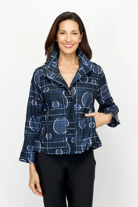 Frederique Bubble Dots Biker Jacket Quilted Interior Expandable Side Gussets