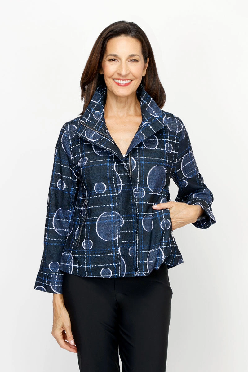 Frederique Bubble Dots Biker Jacket Quilted Interior Expandable Side Gussets