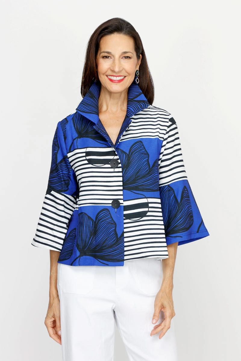 Frederique Stripes & Floral Jacket Tear Resistant Material