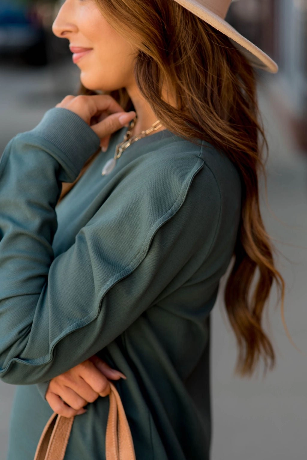 Affordable Elastic Wavy Seamed Sweatshirt