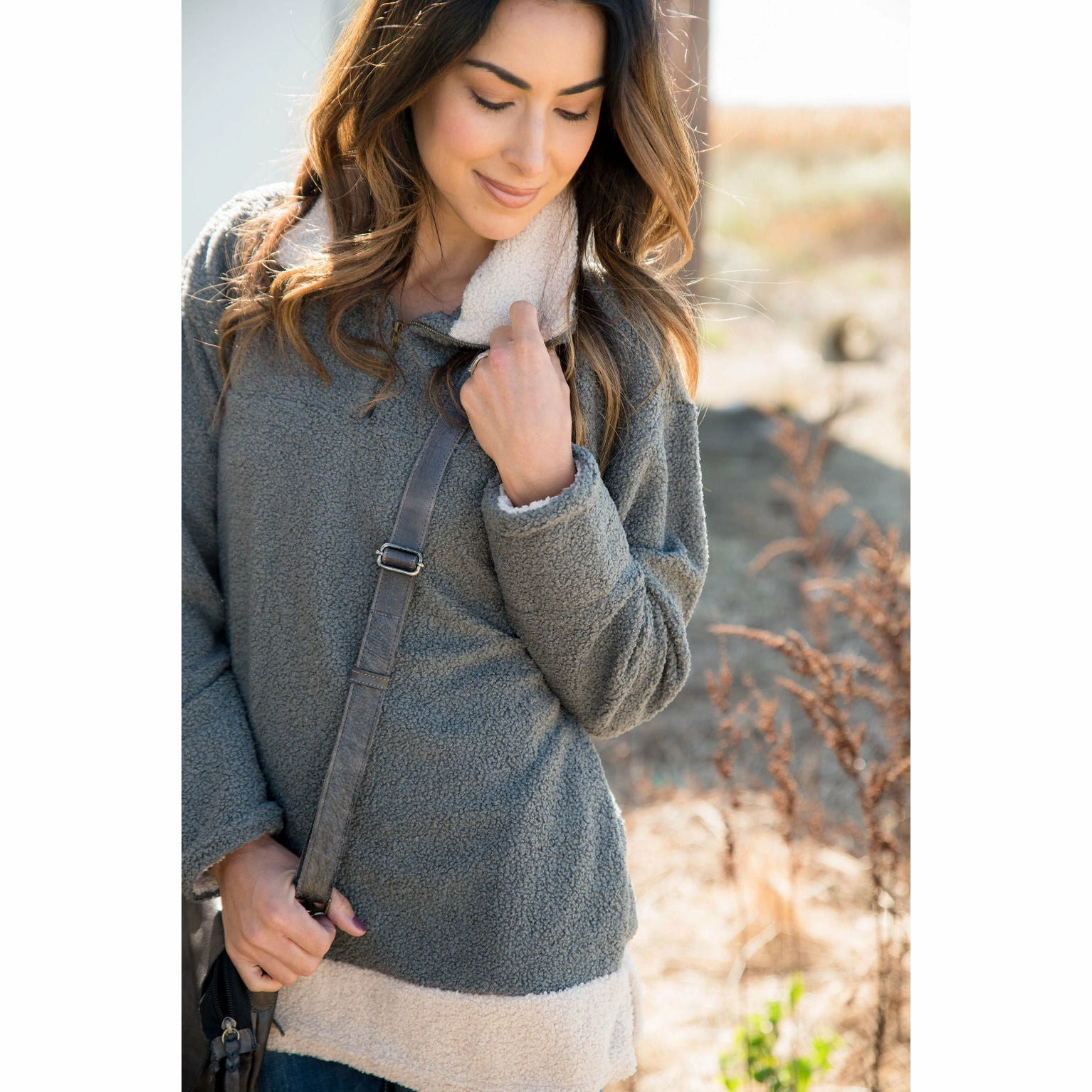 Comfy Layers Ivory Bottom Sherpa Pullover