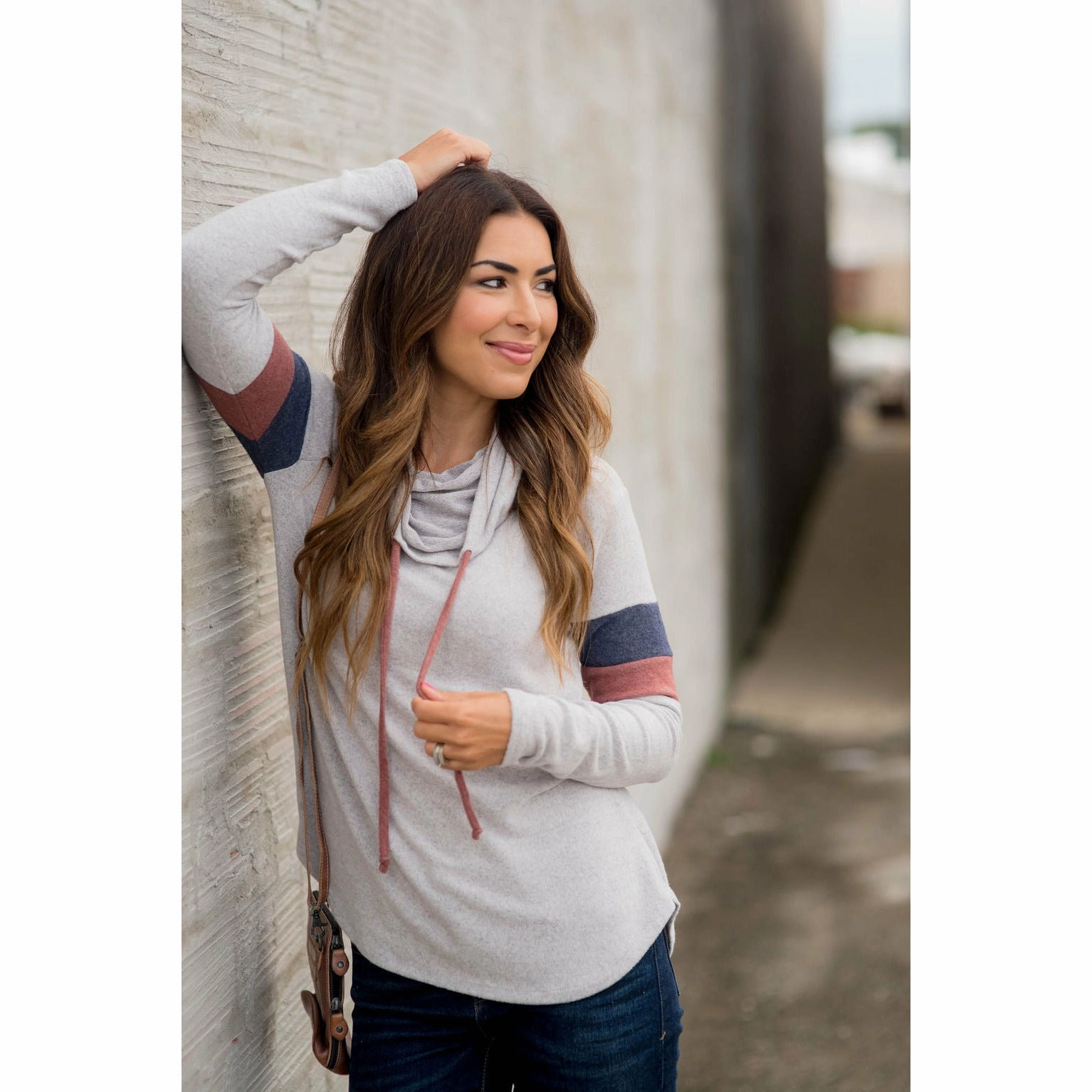 Classic Layer product stain resistant convenience Dual Striped Sleeve Cowl Neck