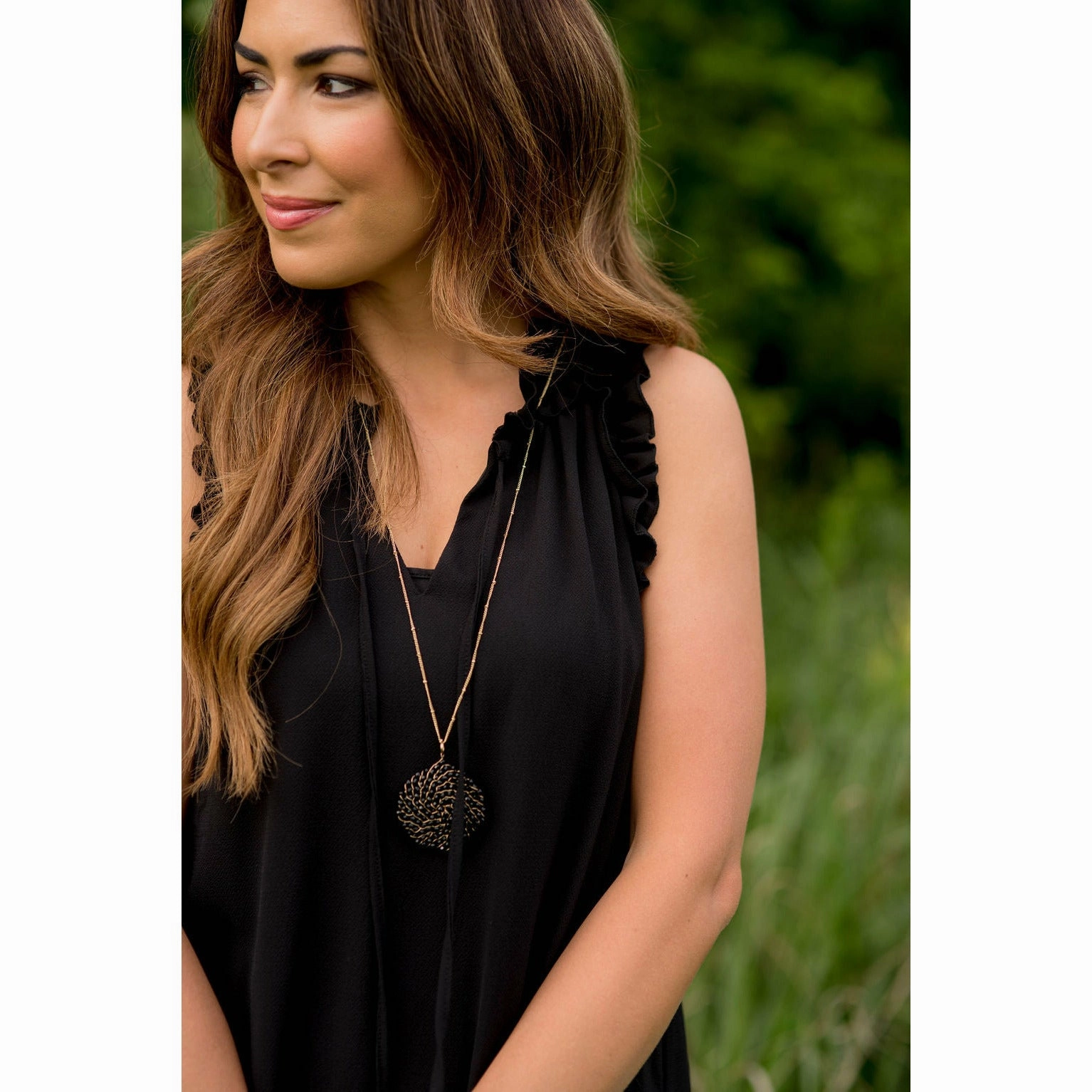 Double Ruffle Front Tie V Neck Tank Dress Olive Tone Color Glow