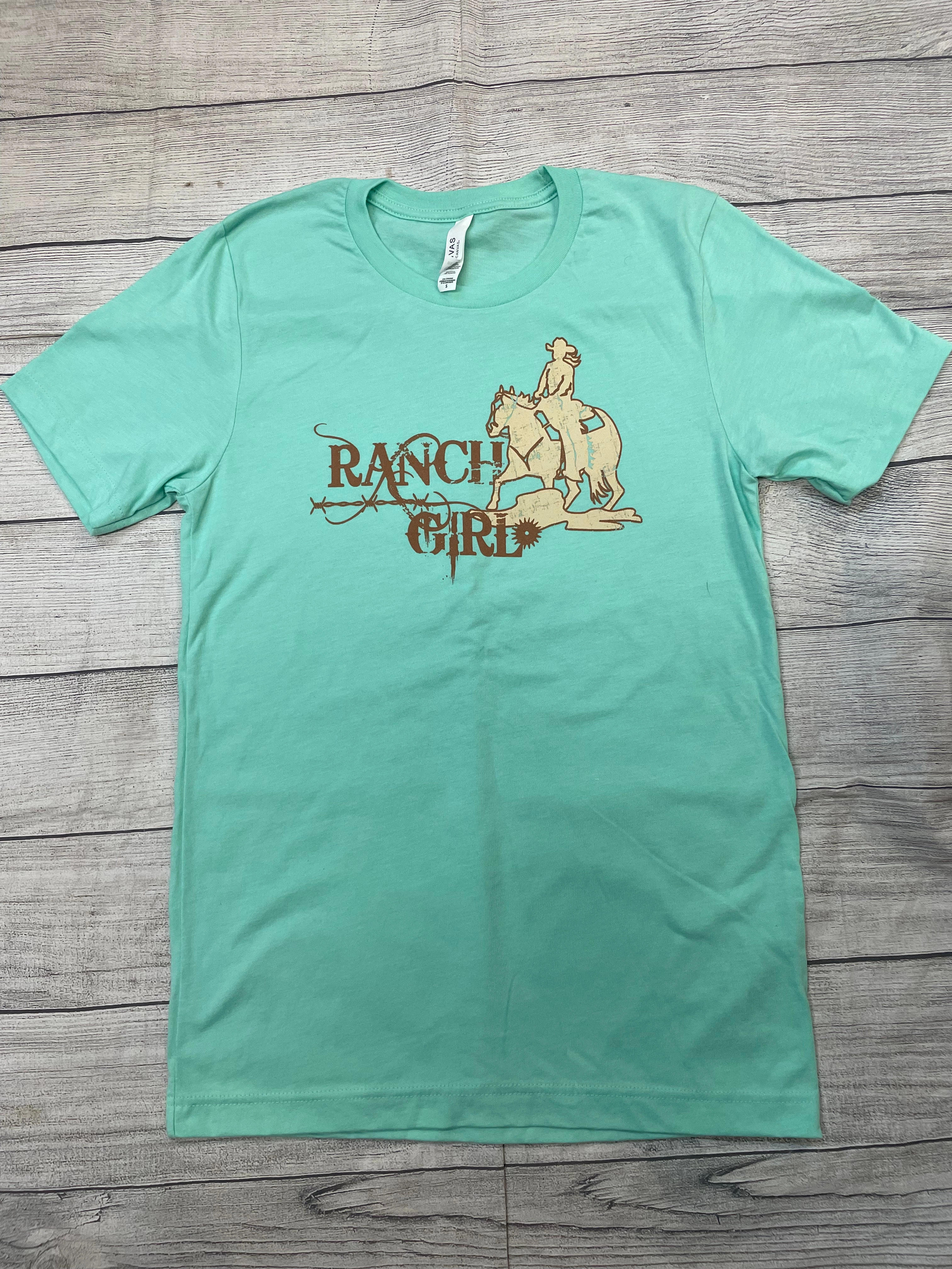 stain resistant coating Ranch Girl T-Shirt- Teal