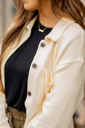 So Soft Corded Shacket Noise Reducing Hardware Packable Feature