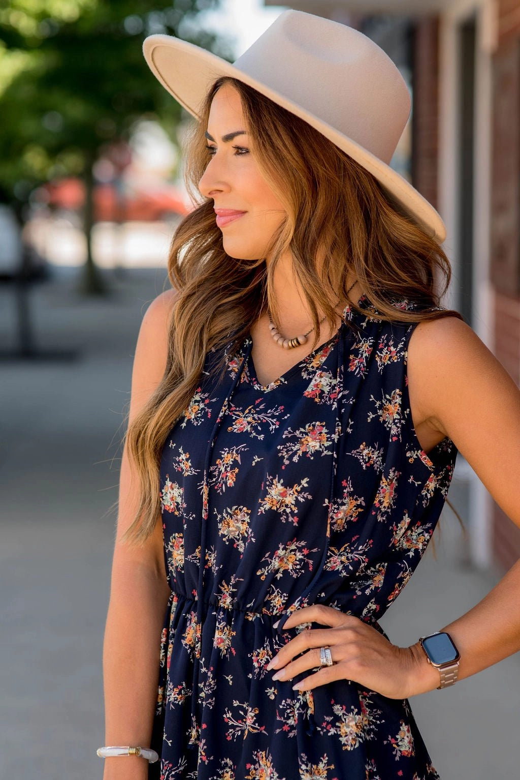 Dreamy Motion Formal Look Mini Bouquets Tiered Tank Dress