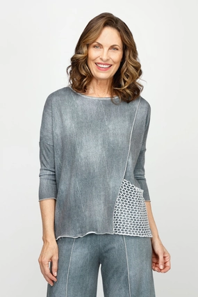 Fashion Comfort Flatlock stitching Top Ligne Jean Terry Tee with Net Pocket