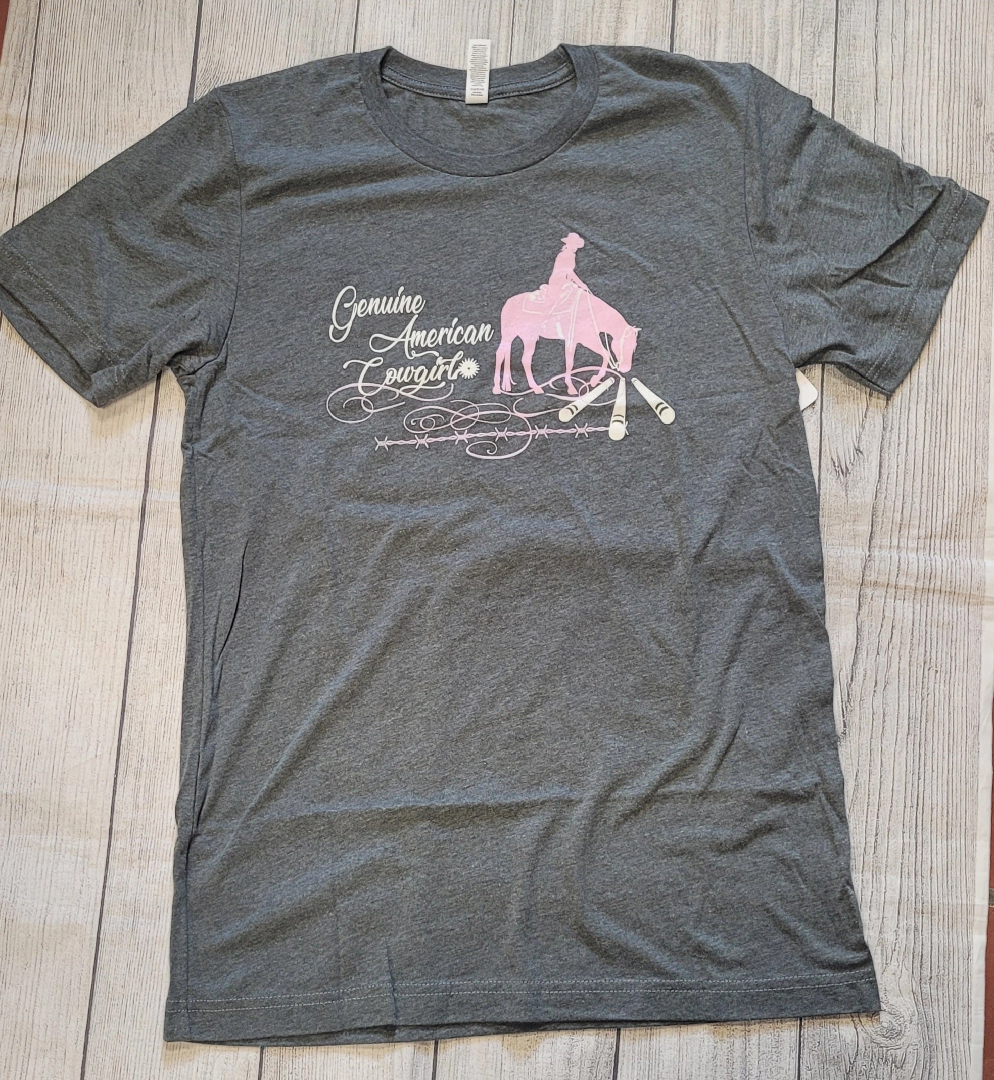 Gray & Pink Trail Horse Tee Quick Dry Technology