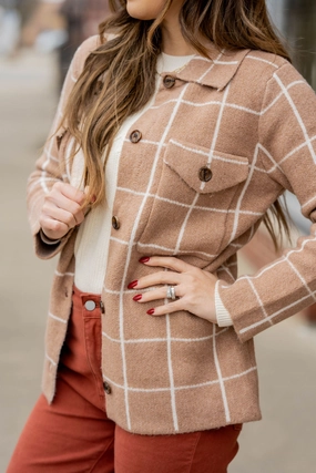 Reinforced Elbow Panels Grid Shacket