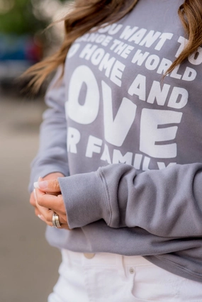 Love Your Family Graphic Crewneck Fashion Forward product office appropriate professionalism