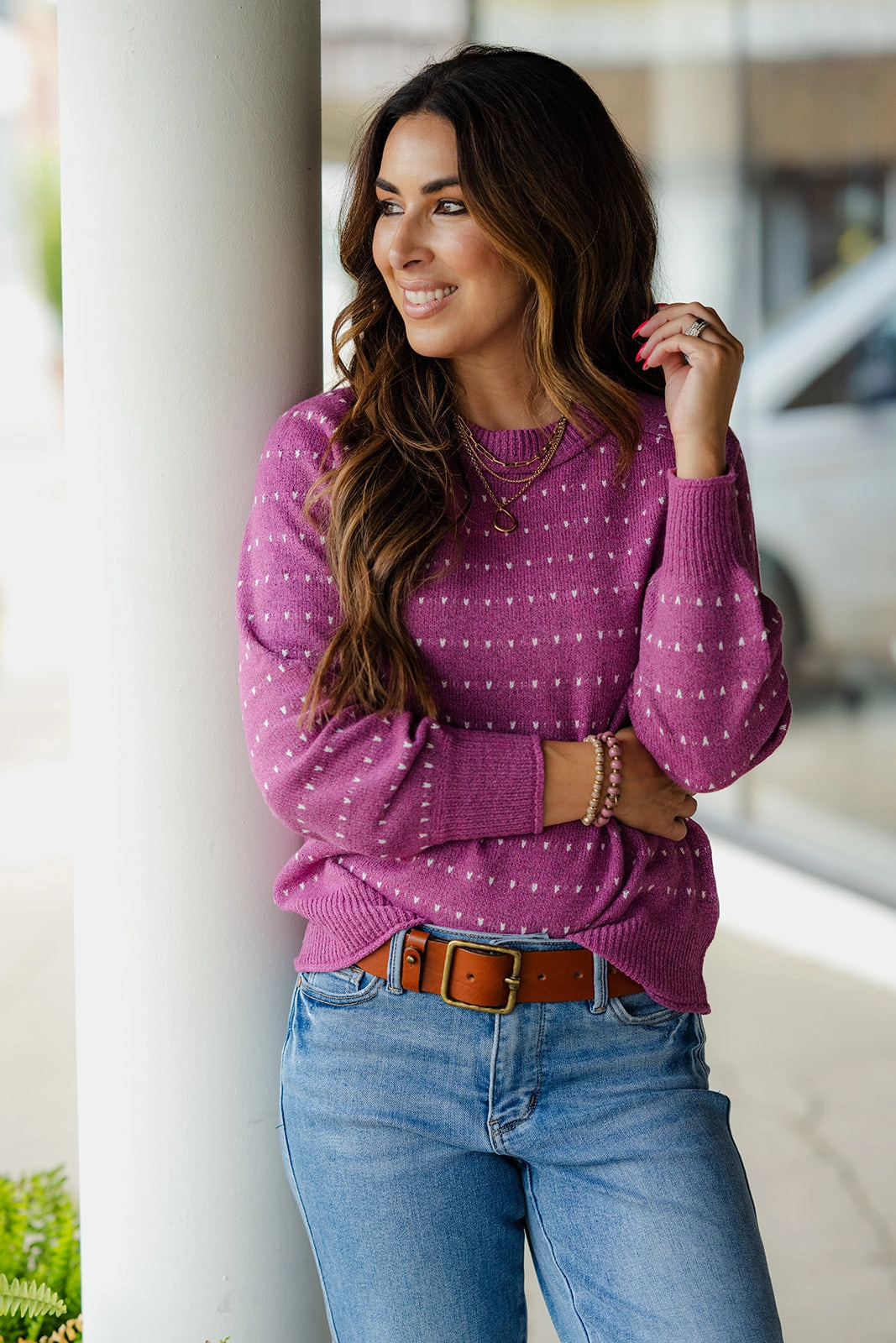 Breathable Fit Design Harmony Ribbed Trim Sweater