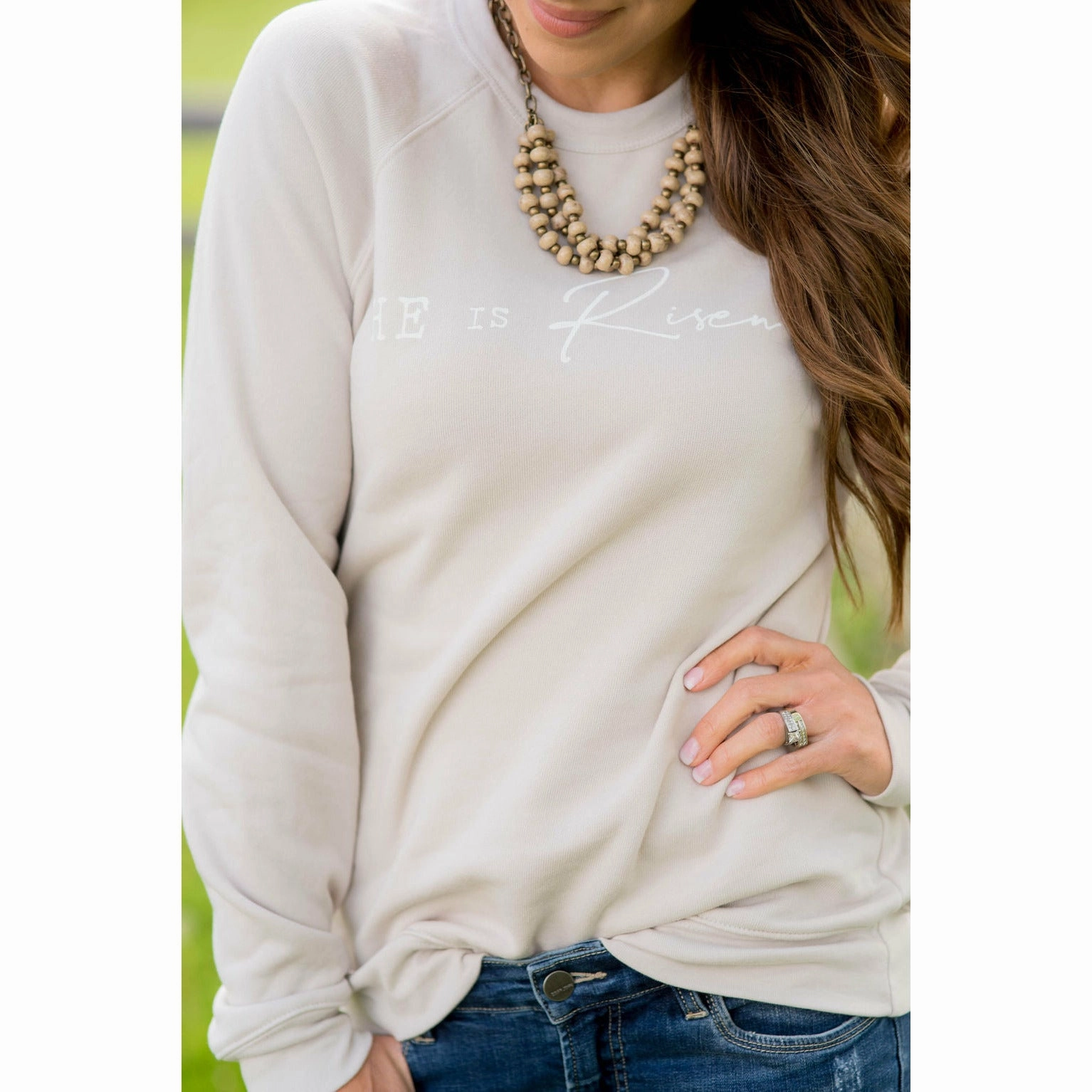 Soft and Warm He is Risen Graphic Crewneck