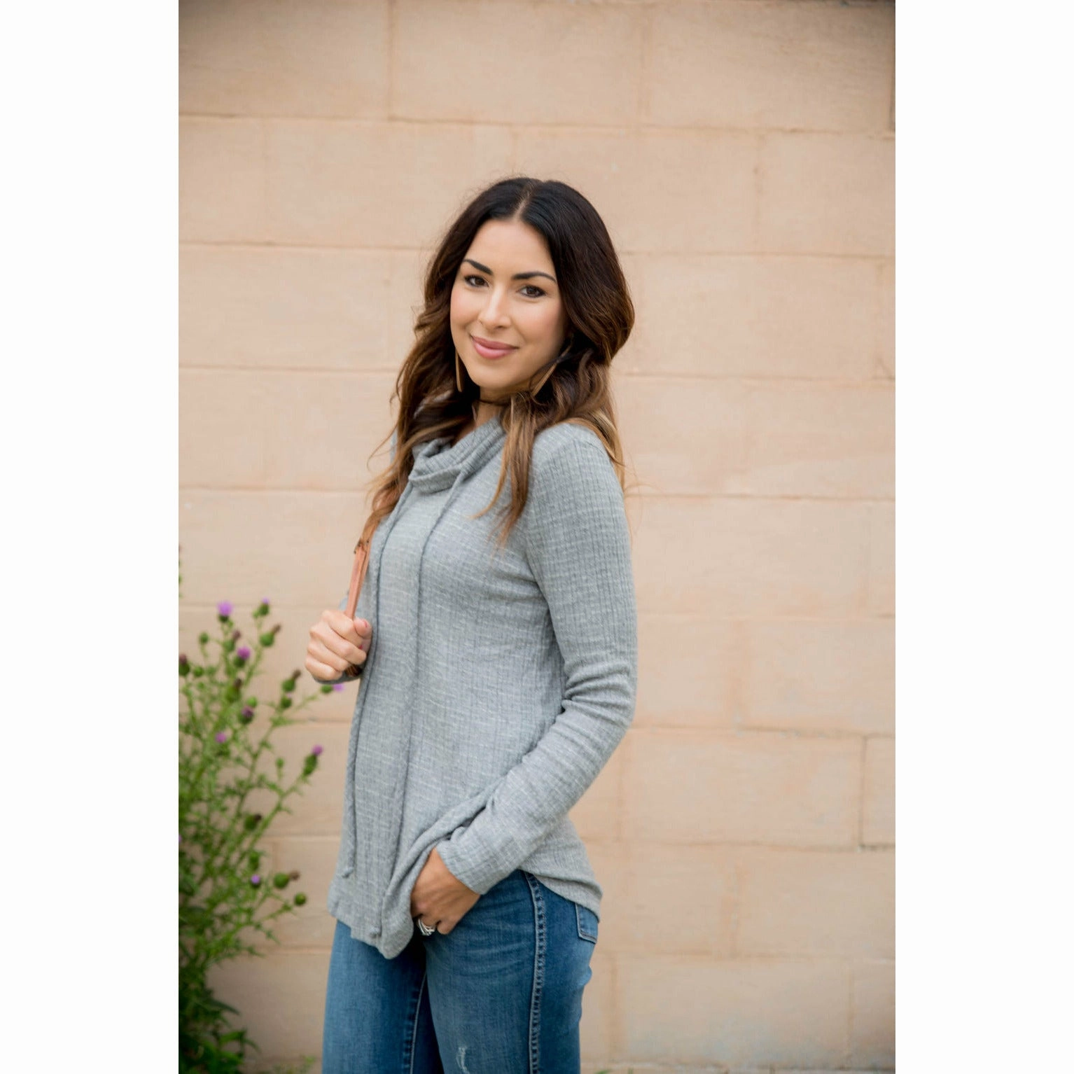 Casual apparel Smart Hoodie Heathered Cowl Neck Sweatshirt