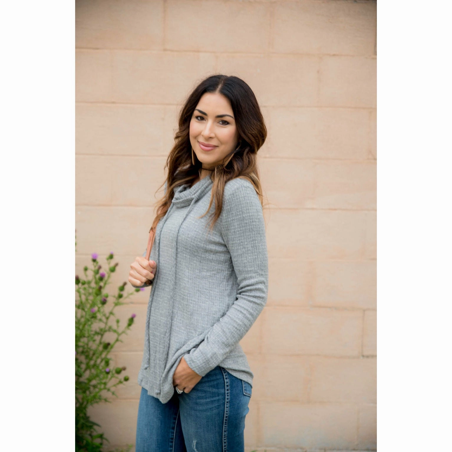 Unisex Premium Hoodie Heathered Cowl Neck Sweatshirt