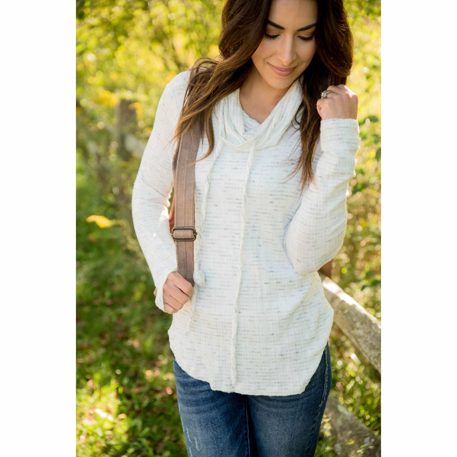 Heathered Cowl Neck Sweatshirt non hooded