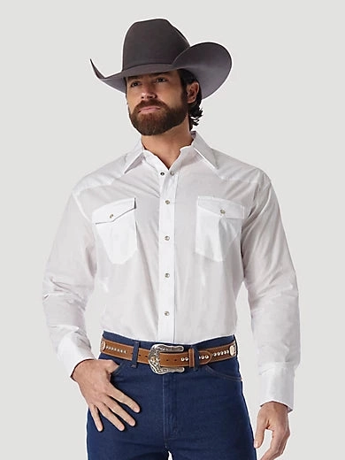 Wrangler Men's White Snap Shirt Fashion Forward