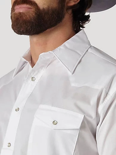 Weekend Vibes Polished Placket Wrangler Men's White Snap Shirt
