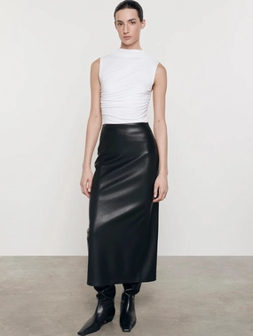 Weekend Fashion Roll Up Fasten Ankle Length Leather Skirt