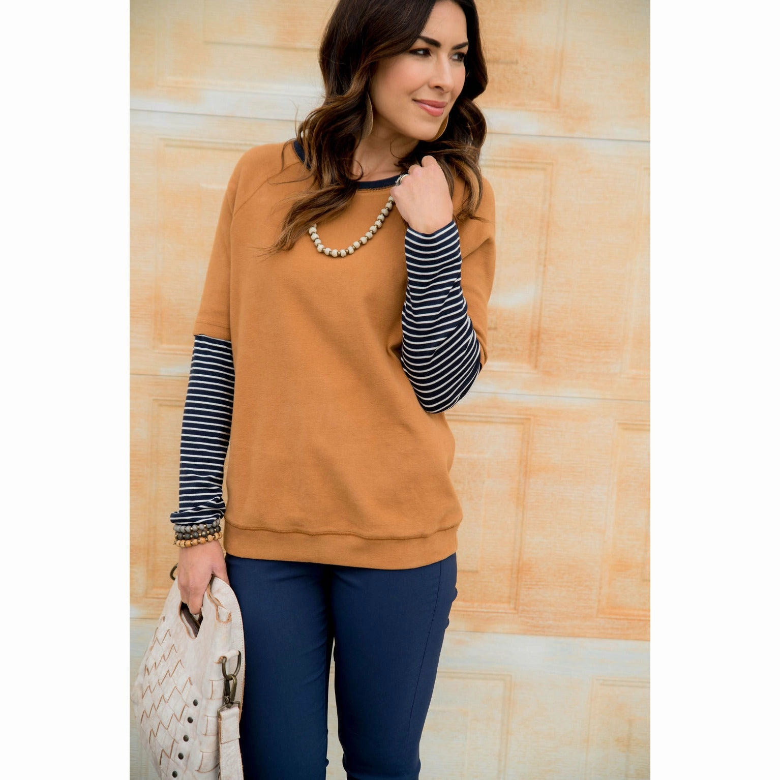 Hint of Stripe Sweatshirt Timeless Sporty Personalized