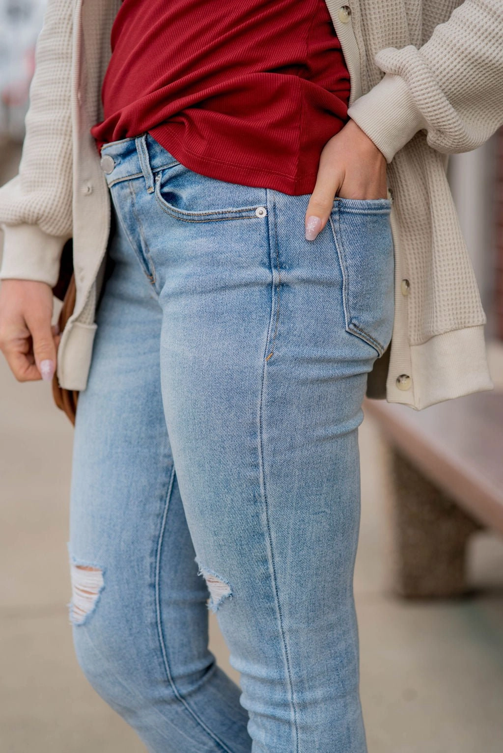 Crystal Denim Jeans Hidden Rivet Details