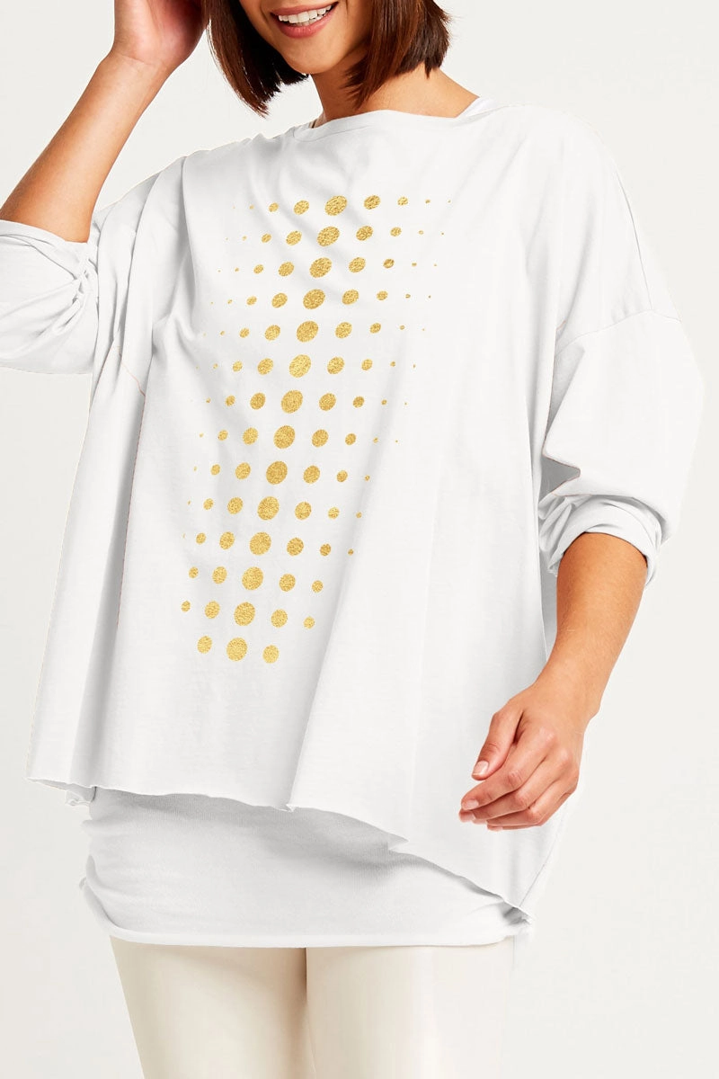 Planet Metallic Dot Boxy T Casual and cool Yoga class