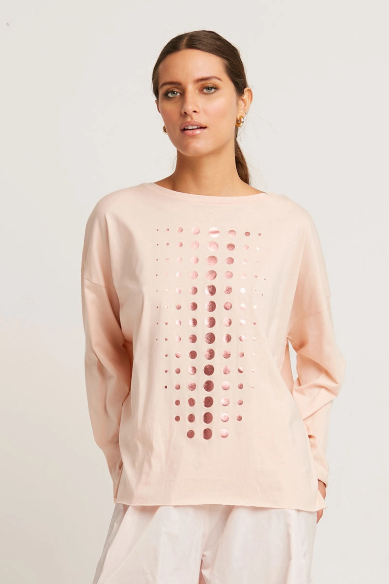 Sport Flex Relaxed Fit Design Planet Metallic Dot Boxy T