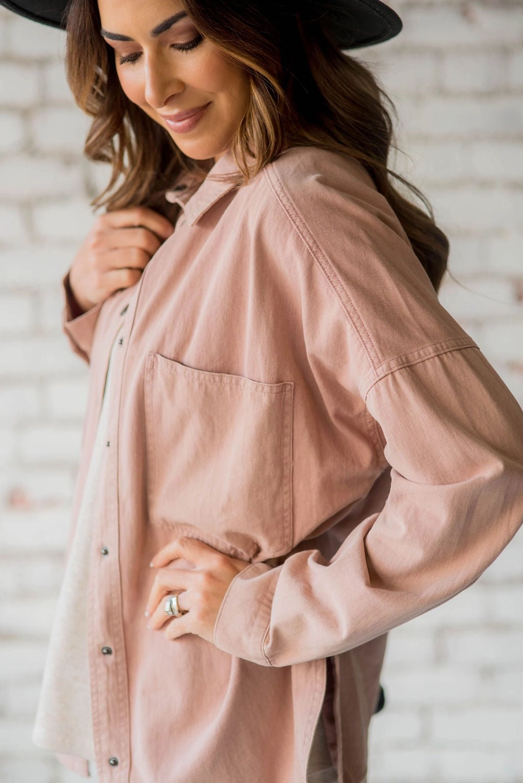 Deep Pocket Side Slit Button Up Statement Outerwear Tailored Cut